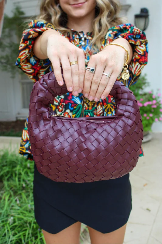 Vintage-Inspired Aliyah Woven Bag In Wine