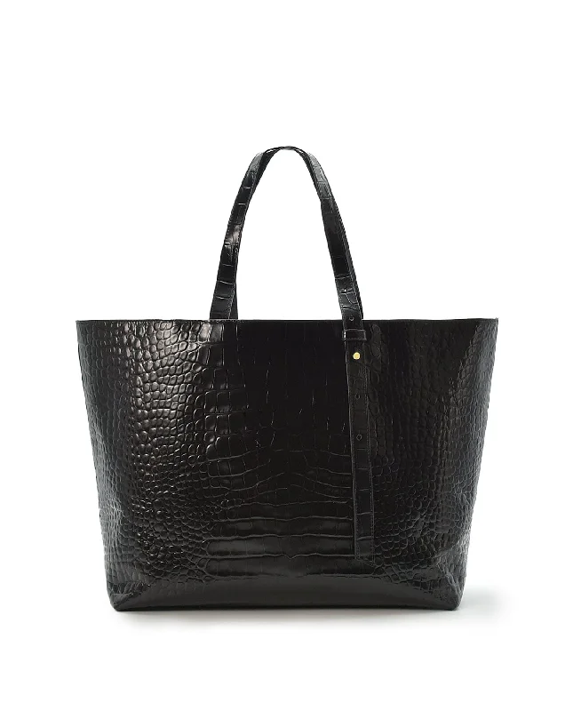 Bold Fashionistas Black Crocodile print Tote Bag