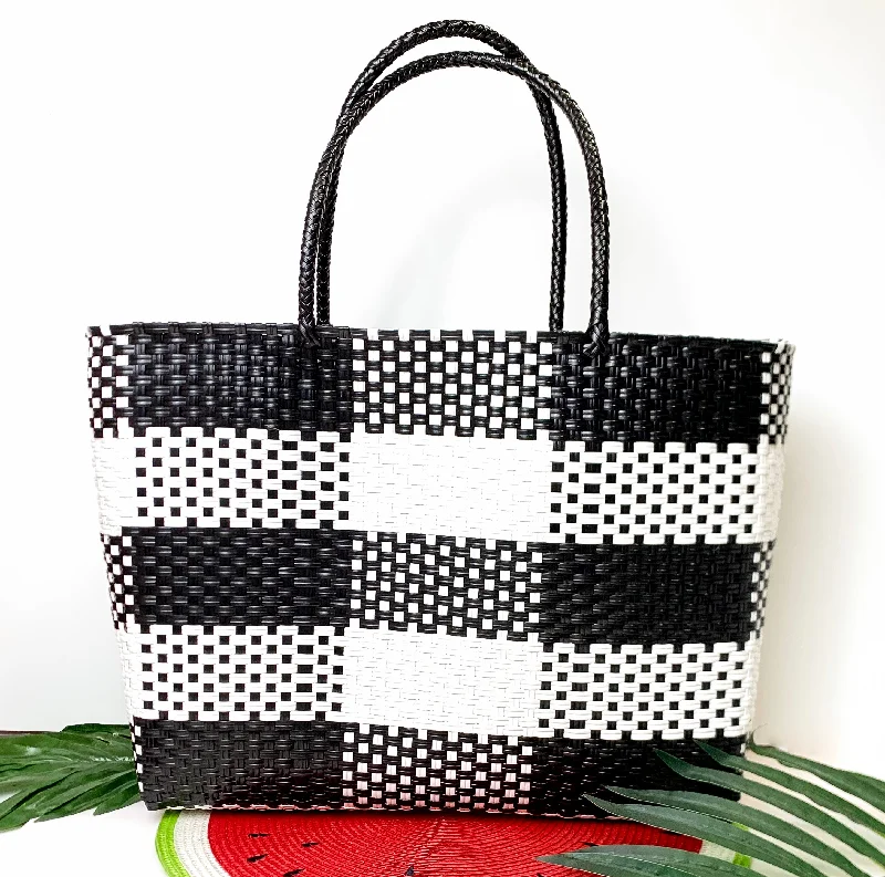 Limited-Time Offer On Trendy Bags Garden Party Gingham Tote Bag in Black and White