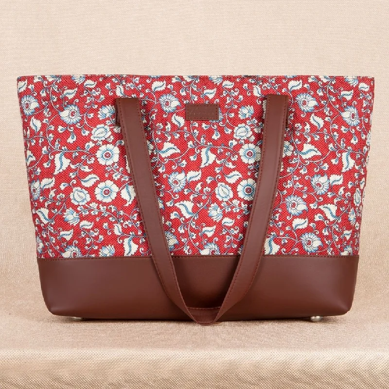 Compact Bags For Minimalist Travelers Chittoor Red Kalamkari Shoulder Tote Bag