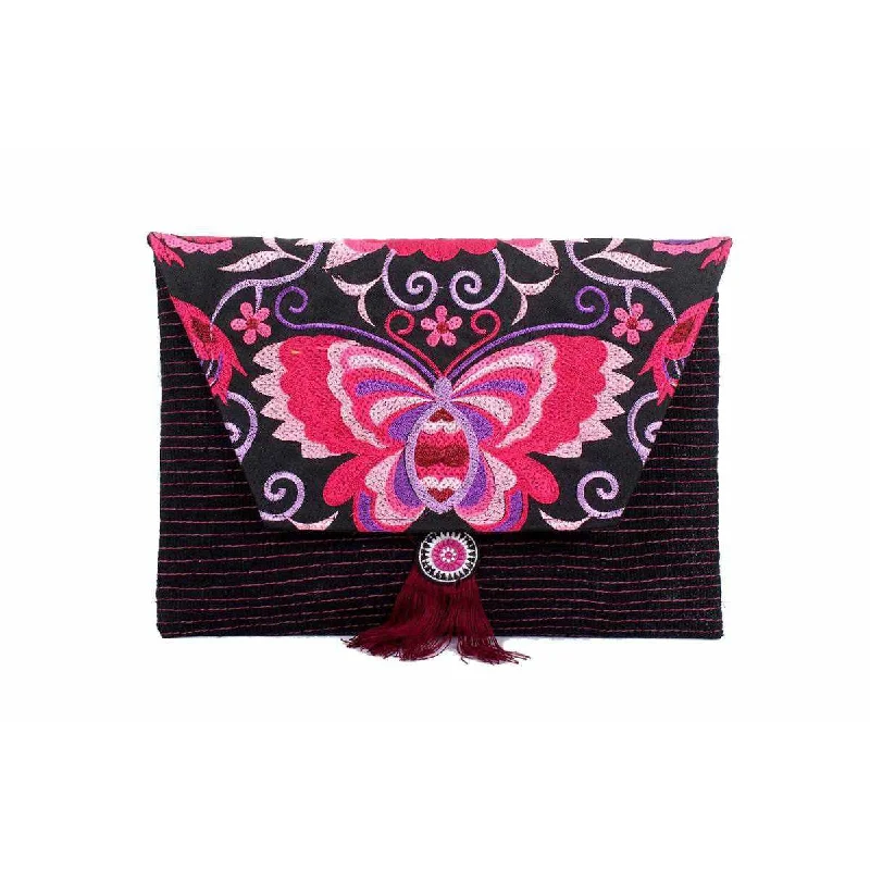 Party Bags For New Year's Eve And Special Occasions Butterfly Embroidered Tassel Clutch | iPad Bag- Thailand Party Bags For New Year's Eve And Special Occasions Butterfly Embroidered Tassel Clutch | iPad Bag- Thailand