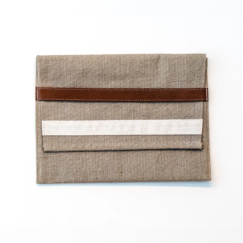 Tote Bag For Office Use Banded Clutch Natural