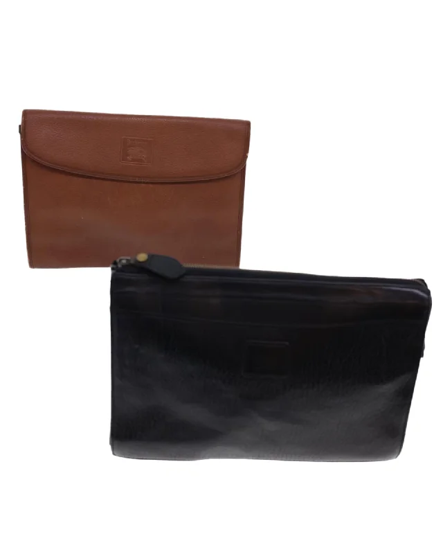 Luxury Bags For Working Professionals Burberrys Clutch Bag Leather 2Set