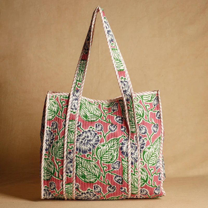 Flash Sale On Premium Bags Red - Handcrafted Sanganeri Quilted Cotton Tote Bag