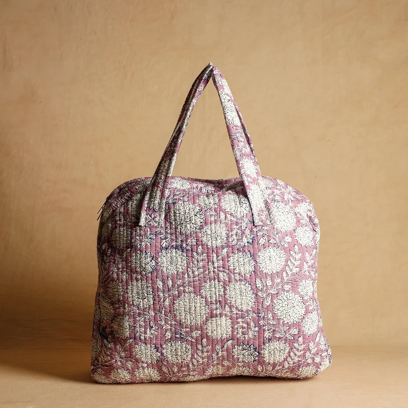 Trendy Festival Bags With Limited-Time Offers Purple - Handcrafted Sanganeri Quilted Cotton Tote Bag Trendy Festival Bags With Limited-Time Offers Purple - Handcrafted Sanganeri Quilted Cotton Tote Bag