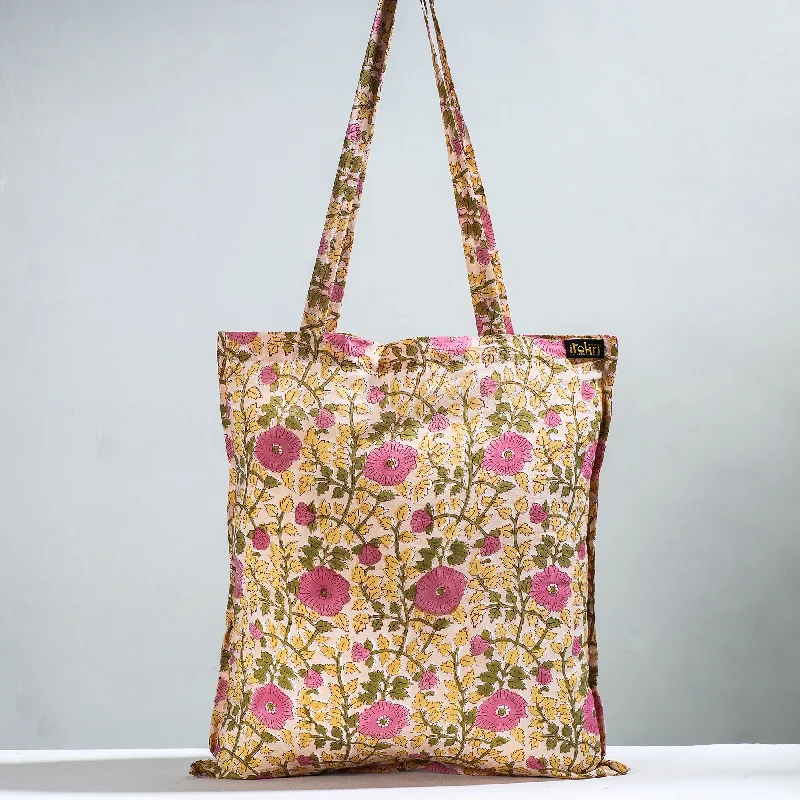 Cyber Monday Discounts On Bags Yellow - Sanganeri Block Printed Cotton Jhola Bag