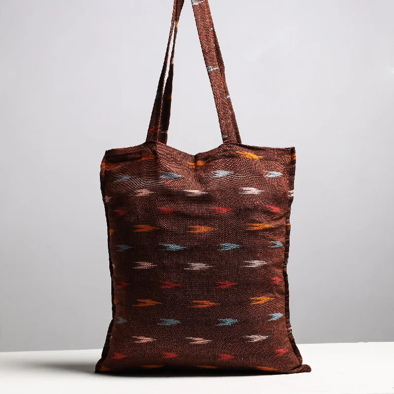 Trendy Bags Brown - Handcrafted Pochampally Ikat Weave Cotton Jhola Bag