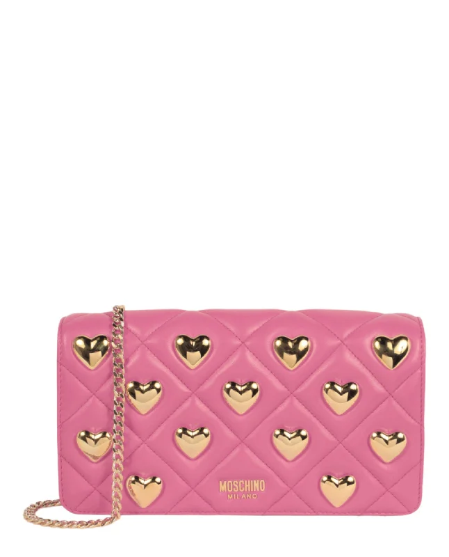 Durable And Fashionable Bags For Daily Use Heart Studs Quilted Shoulder Bag